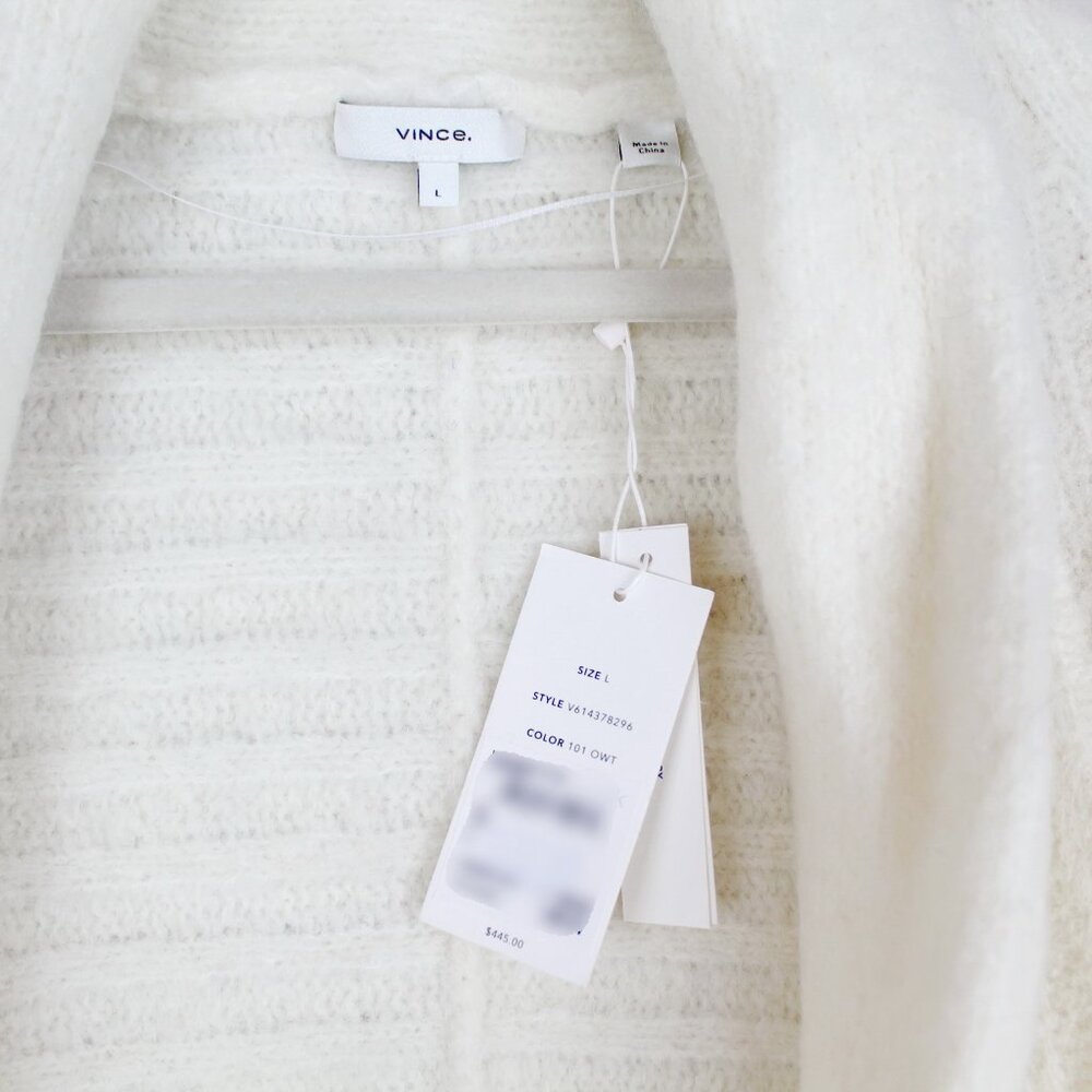 NWT Vince Alpaca Cardigan, Large, Dolman Sleeves, Open Front, OFF-White - Picture 4 of 10